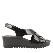 Sandale casual - dama -  757510 negru - piele lacuita
