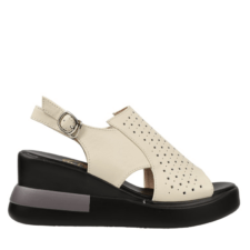 Sandale casual - dama -  8130 crem - piele naturala - platforma