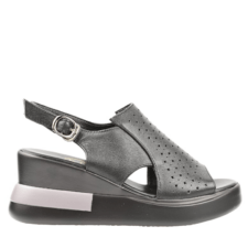 Sandale casual - dama -  8130 negru - piele naturala - platforma