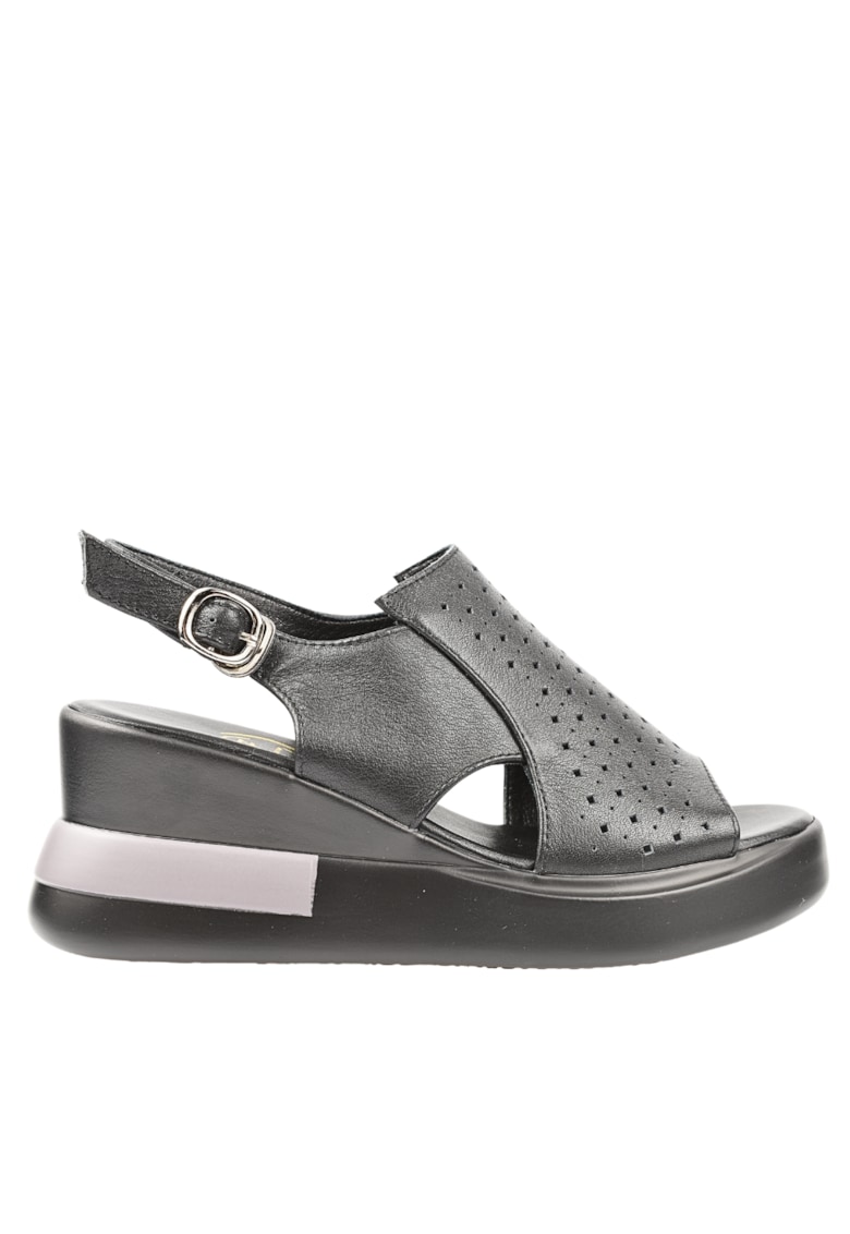 Sandale casual - dama - 8130 negru - piele naturala - platforma 1 Sandale casual - dama - 8130 negru - piele naturala - platforma