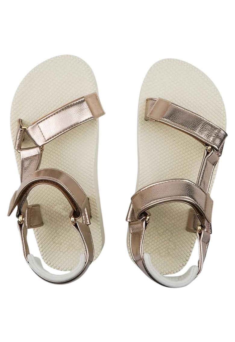 Sandale confortabile pentru femei - tip slap flop - auriu deschis metalic - marimea 1 Sandale confortabile pentru femei - tip slap flop - auriu deschis metalic - marimea