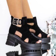 Sandale cu Platforma 3WL129 Negru | Mei