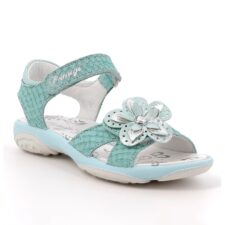 Sandale cu aplicatie florala si aspect de piele de crocodil