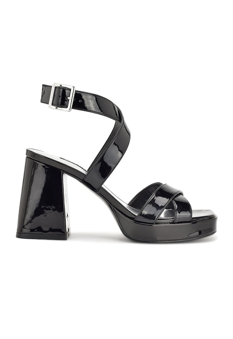 Sandale cu aspect lacuit cu toc masiv Tackle 1 Sandale cu aspect lacuit cu toc masiv Tackle