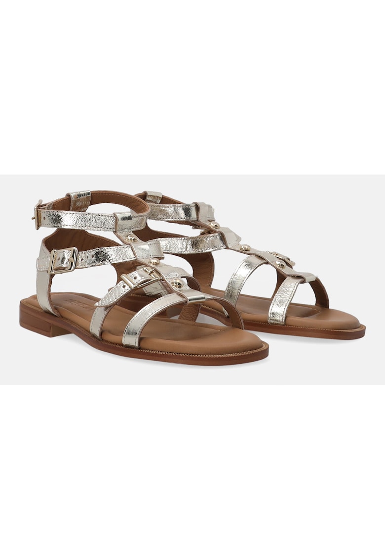 Sandale cu aspect metalizat din piele 1 Sandale cu aspect metalizat din piele