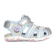 Sandale cu aspect metalizat si garnituri de piele ecologica