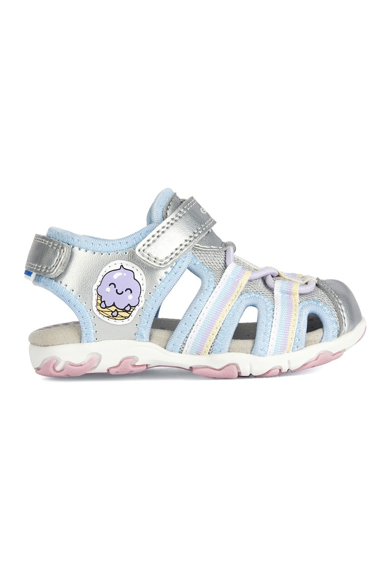 Sandale cu aspect metalizat si garnituri de piele ecologica 1 Sandale cu aspect metalizat si garnituri de piele ecologica