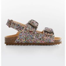 Sandale cu aspect stralucitor si catarame Carla