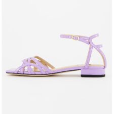 Sandale cu bareta pe glezna si aspect lacuit