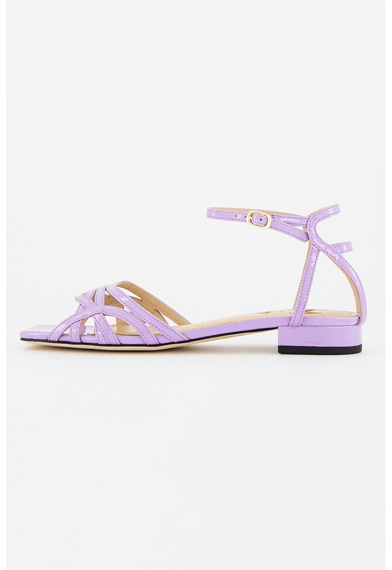 Sandale cu bareta pe glezna si aspect lacuit 1 Sandale cu bareta pe glezna si aspect lacuit