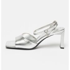 Sandale cu bareta pe glezna si aspect metalic