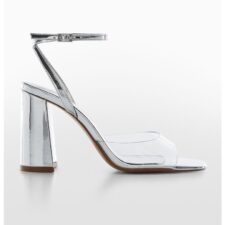 Sandale cu bareta pe glezna si aspect metalizat