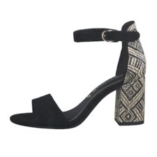 Sandale cu bareta pe glezna si insertii din material jacquard