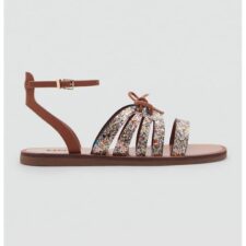 Sandale cu bareta pe glezna si model stralucitor