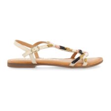 Sandale cu bareta separatoare si aplicatii cu margele Dracy