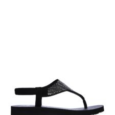 Sandale cu bareta separatoare si aplicatii cu strasuri Meditation-New Moon