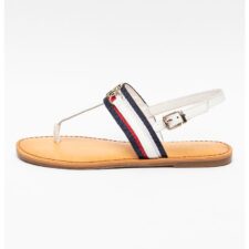 Sandale cu bareta separatoare si garnituri de piele