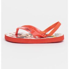 Sandale cu bareta separatoare si imprimeu Minnie Mouse