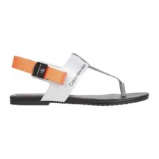 Sandale cu bareta separatoare si insertii de piele ecologica