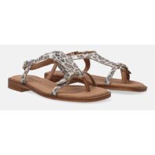 Sandale cu bareta separatoare si model cu animal print