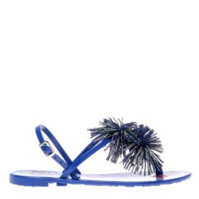 Sandale cu bareta separatoare si pampoane cu strasuri