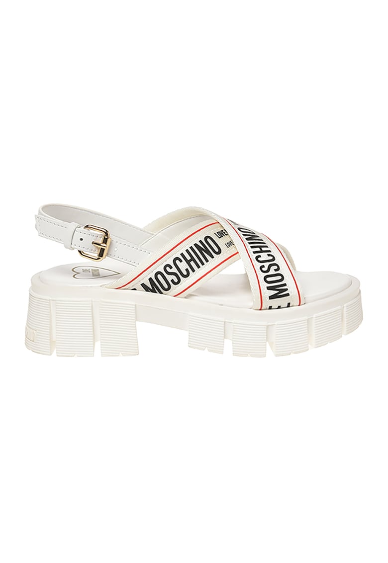 Sandale cu barete cu logo si toc masiv 1 Sandale cu barete cu logo si toc masiv