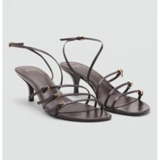 Sandale cu barete multiple si toc kitten