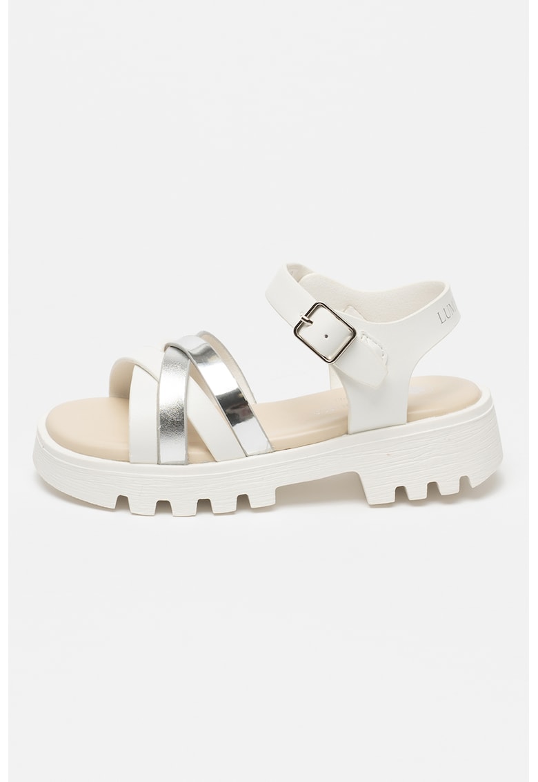 Sandale cu catarama si model colorblock 1 Sandale cu catarama si model colorblock