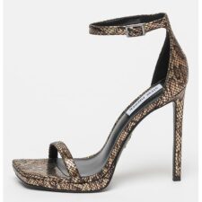 Sandale cu imprimeu cu aspect de piele de sarpe si toc stiletto Whiz