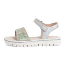 Sandale cu inchidere velcro si aplicatii cu strasuri