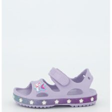 Sandale cu inchidere velcro si aplicatii cu unicorn