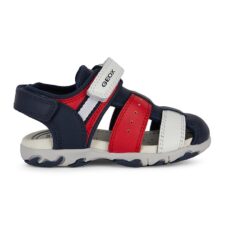 Sandale cu inchidere velcro si detalii din piele