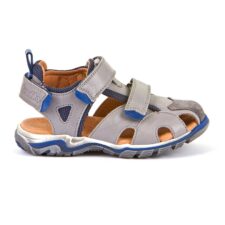 Sandale cu inchidere velcro si garnitura din piele intoarsa