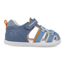 Sandale cu inchidere velcro si garnituri din material textil