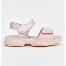 Sandale cu inchidere velcro si garnituri stralucitoare