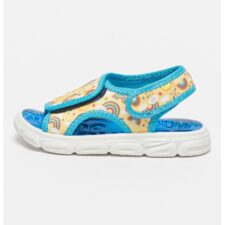 Sandale cu inchidere velcro si model grafic Polka