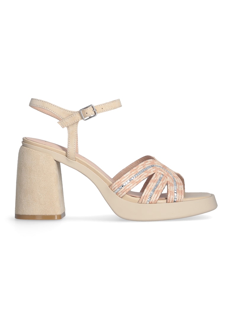 Sandale cu insertii din piele intoarsa 1 Sandale cu insertii din piele intoarsa