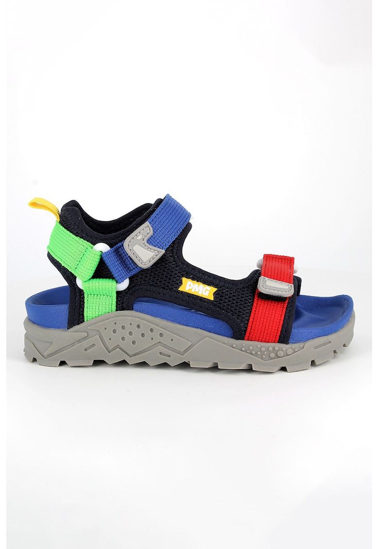 Sandale cu model colorblock si inchidere velcro