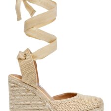 Sandale cu model uni si talpa demi-wedge