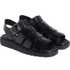 Sandale cu platforma dama -  piele naturala - negru