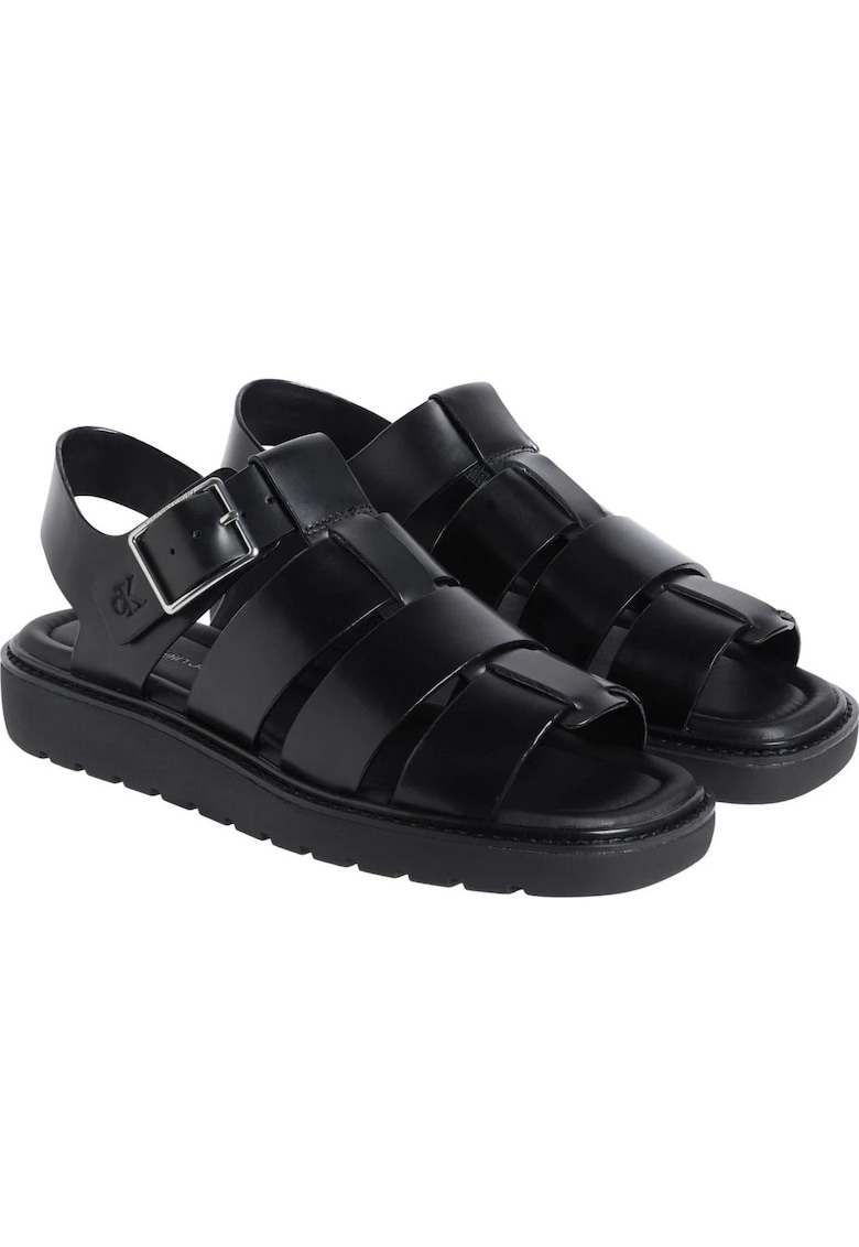 Sandale cu platforma dama - piele naturala - negru 1 Sandale cu platforma dama -  piele naturala - negru