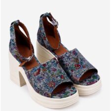 Sandale cu platforma din piele cu imprimeu multicolor
