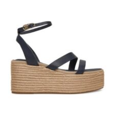 Sandale cu platforma pentru femei -  piele naturala - bleumarin -