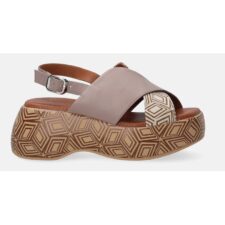 - Sandale cu talpa demi-wedge si imprimeu