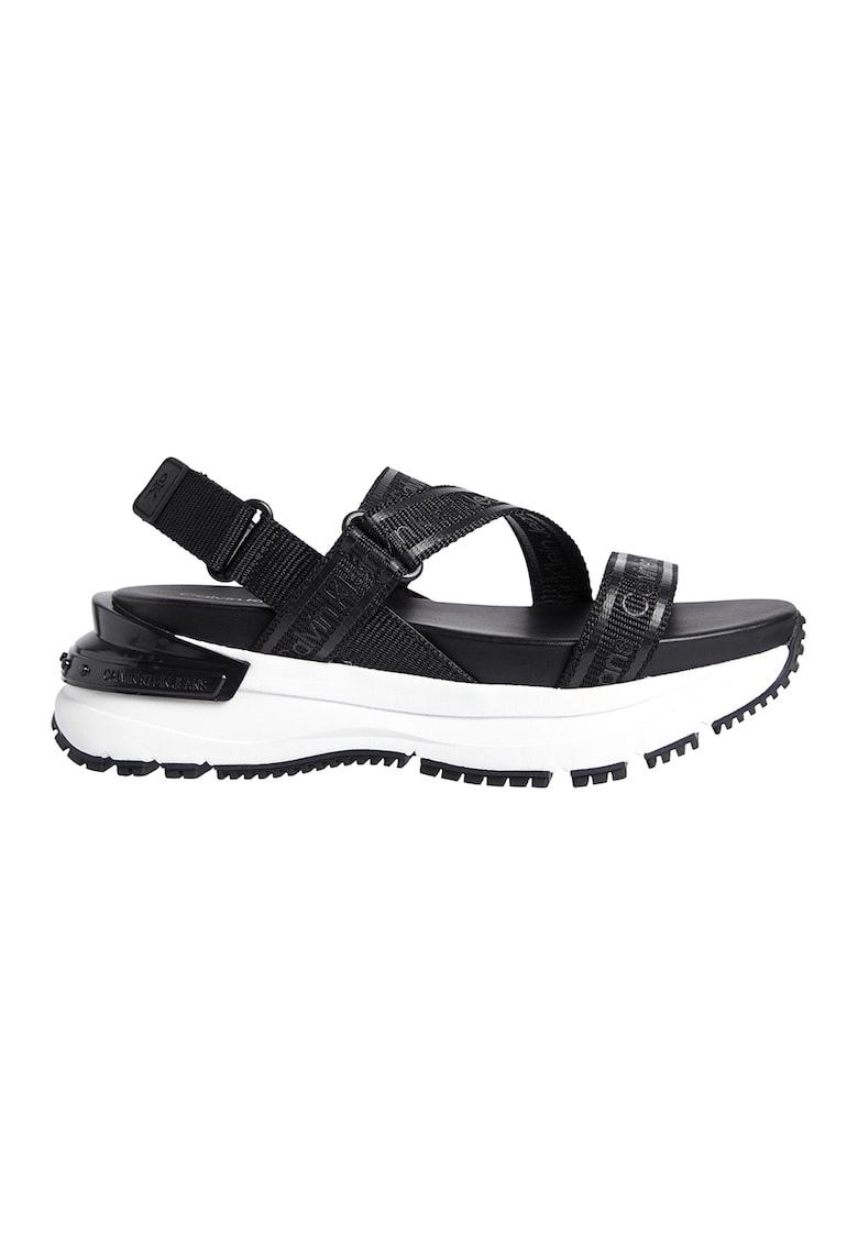 Sandale cu talpa flatform si logo 1 Sandale cu talpa flatform si logo