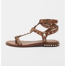 Sandale cu talpa joasa de piele cu tinte Pulp