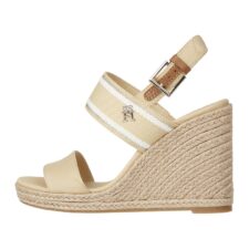 Sandale cu talpa wedge si aplicatii din iuta impletita