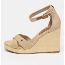 Sandale cu talpa wedge si broderie logo