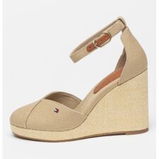 Sandale cu talpa wedge si detaliu cu logo Sall