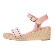 Sandale cu talpa wedge si detaliu logo